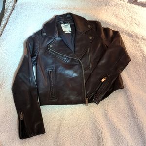 NWOT Abercrombie Real Leather Moto Jacket